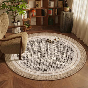 พรมปูพื้นทรงกลมลายเรขาคณิต ยี่ห้อ Yijia Crafts สำหรับห้องนั่งเล่นหรือห้องทำงาน ดีไซน์ทันสมัย กันลื่น ทำความสะอาดง่าย ซักมือได้ ขนาด 60x60 นิ้ว - Product Image 1