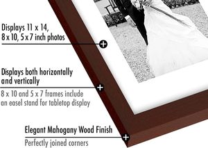 Picture <strong>Frames</strong> with Shatter-Resistant Glass - <strong>Gallery</strong> Wall <strong>Frame</strong> <strong>Set</strong> with One 11x14, Two 8x10 and Four 5x7 <strong>Frames</strong> - Product Image 5