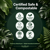 Ensemble de vaisselle biodégradable pour fête d'anniversaire, fournitures pour gâteaux, assiettes, couverts, boîte d'emballage, personnalisation OEM/ODM, vente en gros Sanjaing XFH-mz