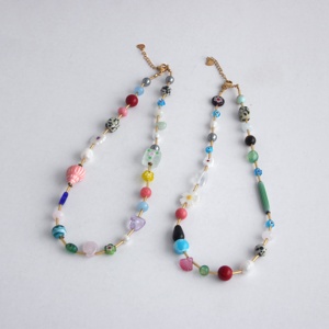 Yeni varış korkak takı Boho tarzı titanyum çelik gerdanlık kolye kadınlar için Coloful doğal boncuk kolye - Product Image 4