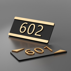 Señales de placa de número de puerta de diseño de Metal de acero inoxidable resistente al agua para exteriores dirección moderna de gama alta personalizada para casa apartamento Hotel - Product Image 4