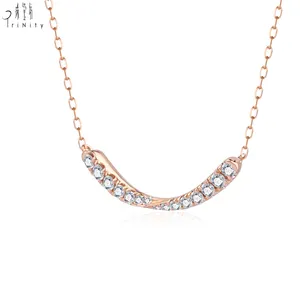 New Exclusive Smile Design Simple Elegant Diamond Necklace 18K Solid Gold Real Natural Diamond Pendant Necklace For Women