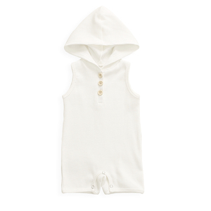 Mameluco con capucha y ribetes de algodón sin mangas para bebé, mono para niño - Product Image 5