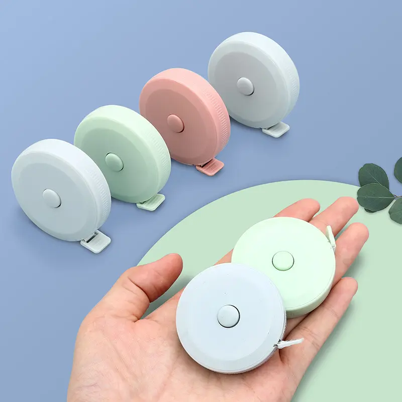 Customizable Custom Logo Round Shape Multi Color Mini Cute Plastic Measuring Tape Keychain