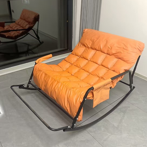 Fauteuil inclinable double moderne en similicuir rouge <span class=keywords><strong>pour</strong></span> adultes, idéal <span class=keywords><strong>pour</strong></span> la sieste sur balcon et dans le salon, <span class=keywords><strong>pour</strong></span> la détente à domicile - Product Image 2