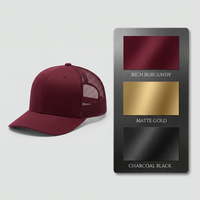 Gorra de béisbol Richardson 112 935 Snapback de malla de rizo lisa con parche de cuero y bordado personalizado, para caza, negocios y uso general.