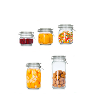 Botella de Vidrio Hermética de 500 ml, 750 ml, 1 L, 1.5 L, 2 L con Tapa de Clip, Frasco de Vidrio Hermético para Conservación de Alimentos