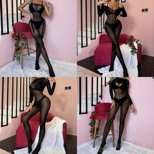 Lune de miel femmes corps complet Transparent body soie body érotique femmes Sexy Lingerie entrejambe bas W345 - Product Image 5