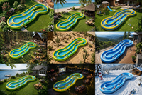 Toboggan aquatique gonflable Lazy River 25x8m, parc aquatique gonflable, long toboggan aquatique avec piscine, jouet aquatique de jardin pour adultes, usage commercial