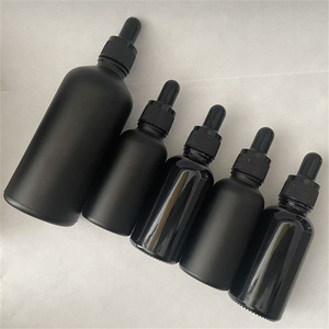 Flacon compte-gouttes noir en verre dépoli pour huiles essentielles et cosmétiques, 5-100 ml - Product Image 1