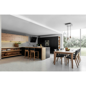 Armarios de cocina modernos negros mate éxito de ventas Aisen con mesa de madera maciza - Product Image 4