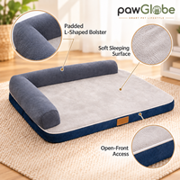 Lit pour animaux de compagnie avec coussin en mousse en velours bleu et tissu denim, literie pour animaux de compagnie quatre saisons, du L au 4XL