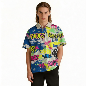 Nouvelle Collection 2026 : Chemise Homme Rétro Streetwear Tricotée à Impression Numérique Personnalisée – Style Décontracté Urbain (ODM) - Product Image 2