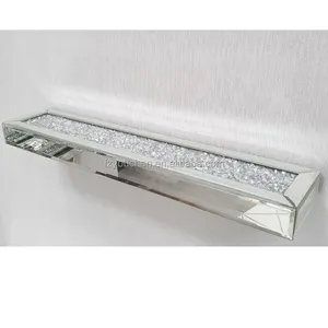 Diamond Crushed Glass <strong>Mirrored</strong> Furniture Floating Wall <strong>Shelf</strong> for Living Room Kitchen Bathroom <strong>Wood</strong> Storage Home Furniture - Product Image 1