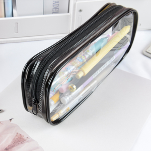 School Students Clear Zipper Pouch Transparent PVC Pencil Bag Waterproof Plastic PVC Storage Box Pen Case Mini