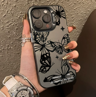 Coque de Téléphone Papillon Esquissé pour iPhone 17 Pro Max 16 Plus 13 16 Pro 12 Pro 11 Pro Xr Xs Series, Coque de Téléphone Intégrale Anti-Chute