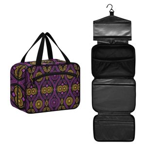 Multiple Pockets Boho Tribal Prints Custom Logo Makeup Cosmetic Bag Travel Organizer Hanging Hook Cosmetic Bags for Women - Product Image 2