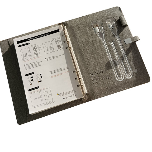 Manufacturer Price Business School Office Leather Loose-leaf Book Power Bank Notebook