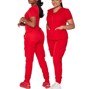 Yuhong set seragam rumah sakit wanita, scrub produsen keperawatan scrub seragam set pesanan kecil lembut melar label pribadi