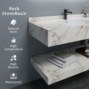 Espejo Inteligente para Baño con Lavabo Integrado, Espejo de Piedra Sinterizada, Espejo Inteligente Moderno de Cerámica Rectangular, Mueble de Baño Pulido - Product Image 3
