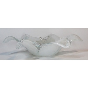 Italian <b>Vase</b> in High Quality Murano Glass Circular to Decorate the House and Any Room with a Diameter of 42 cm in White Color - Product Image 1