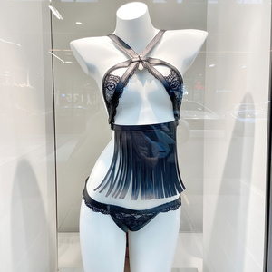 Женский модный фетиш-бюстгальтер с кружевом, кожаный боди-харнесс, сексуальное кожаное белье для бондажа, женский бюстгальтер с открытыми грудями, реквизит для выступлений - Product Image 3