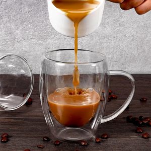 แก้วกาแฟคุณภาพสูง ทนทาน แก้วลาเต้ แก้วกาแฟสองชั้นพร้อมหูจับ - Product Image 4