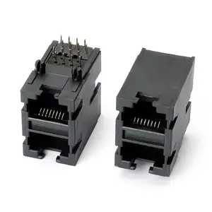 Conector modular rj45, 2x1 porta rj45 conector pcb 8 pinos ethernet rj45 gigabit rj45 soquete conector feminino