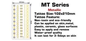 สติ๊กเกอร์สักลายชั่วคราวแบบเมทัลลิก กระดาษรักษ์โลก สีทอง สีเงิน กลิตเตอร์ กันน้ำ สำหรับผู้ใหญ่ ผู้หญิง ศิลปะบนร่างกาย - Product Image 2