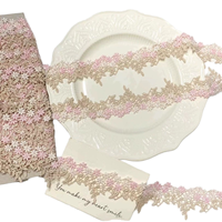 Accessoires de Vêtements pour Femmes en Gros : Dentelle Florale Brodé de Luxe Soluble dans l'Eau, Bordure en Dentelle Brodé avec Code-barres Coloré pour Chaussures