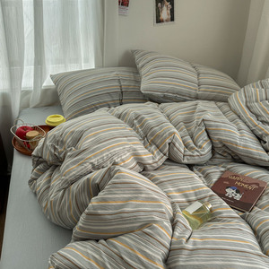 Housse de couette à carreaux et rayures, ensemble <span class=keywords><strong>drap</strong></span> et taie d'oreiller, personnalisable, pour la maison, la chambre, l'hébergement familial et l'hôtellerie - Product Image 3