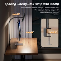 Lampe de table ovale LED moderne de luxe avec bras flexible à 360° et pliable à 180°, alimentation CA, télécommande, pour bureau et ordinateur