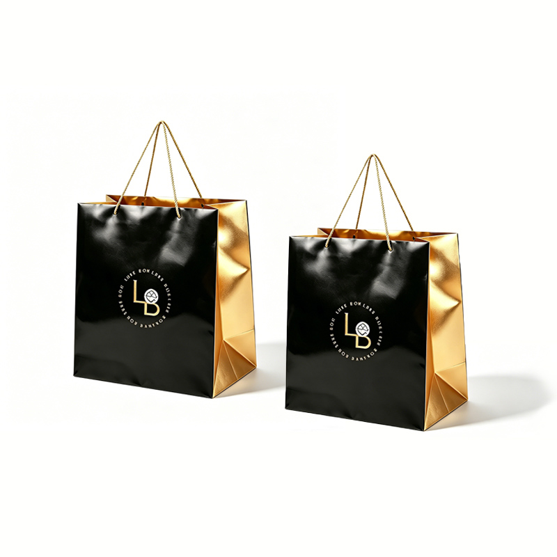 Custom Special Paper Interior Shopping Bag With Foil Printed Logo Twisted Rope Handle For Luxury Retail Boutique Brand Packaging