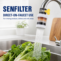 Filtre à eau pour robinet rotatif à 360 degrés SENFILTER, cartouche multimédia transparente pour évier de cuisine, usage domestique, 1 an