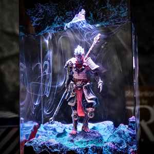 Ornement d'art lumineux en résine et bois sur le thème du Roi Singe Sun Wukong, scène mythologique chinoise, décoration avec lumière LED, cadeau <span class=keywords><strong>de</strong></span> collection - Product Image 2