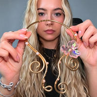 Kalung Choker Mutiara Spiral Bunga Iridescent Berlapis Kawat Gaya Vintage Y2K, Dapat Disesuaikan, Kalung Boho Statement, Perhiasan Pantai Wanita