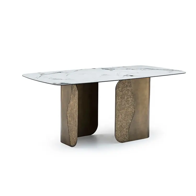 Conjunto de mesa de jantar mármore moderno, nova chegada, estilingue de luxo e pedra sintered, tabela