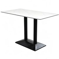 Ensemble de salle à manger moderne et minimaliste en cuir PU avec plateau en pierre et structure en métal pour restaurants et cafés