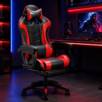 Chaises de jeu inclinables réglables en hauteur personnalisées, chaise de jeu ergonomique en cuir, chaise de jeu pour ordinateur de bureau avec repose-pieds