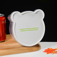 Lonchera Transparente para Niños con Forma de Oso PP5, con Tapa, 770 ml, Contenedor Transparente para Almacenamiento de Alimentos, Apto para Microondas, a Prueba de Fugas, con Diseño de Dibujos Animados