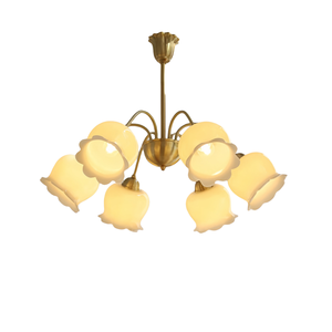 Nouvelle lampe suspendue au plafond pour salon, chambre à coucher, luminaires suspendus rétro, LED lumière blanche chaude, lustre en cuivre de luxe en forme de fleur - Product Image 1