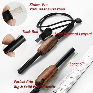 Allume-feu en <span class=keywords><strong>ferrocerium</strong></span> de magnésium avec manche en bois et corde en paracorde pour le camping en plein air, vente chaude 2026 - Product Image 3