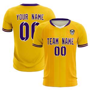 เสื้อฟุตบอล/ชุดฟุตบอลลายทางคลาสสิกสีทองแบบกำหนดเองได้ - Product Image 1