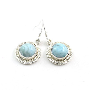 Handcrafted Larimar Earrings Blue Stone Earrings 925 Stone Earrings Fashion Gemstones Wedding Jewelry for Women at best price - Product Image 3