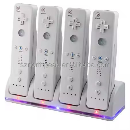 4 in 1 Charger Charging Dock Station for N Wii Remote Controller Rechargeable Battery Pack With Usb Charge Cable