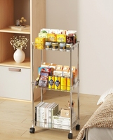 Chariot de rangement utilitaire à roulettes en acier inoxydable PET, léger, durable et réglable en hauteur, idéal pour fournitures de bureau et armoires