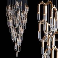 Luminaire suspendu en cristal de verre en forme de tube en U, personnalisé Firelux, haut de gamme, pour villa d'hôtel de luxe, salon.