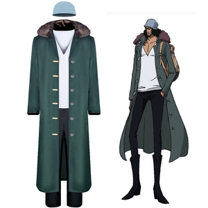 Disfraz de One Piece Kuzan, abrigo largo con cuello de piel y sombrero para convenciones de anime y fiestas de Halloween - Product Image 1