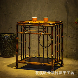 Handmade <b>Bamboo</b> Chinese Retro Tea <b>Table</b> Antique Style Small Tea <b>Table</b> For Home Zen Tea Set Furniture Brewing Tea Around Stove - Product Image 4