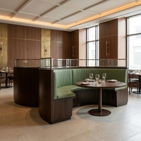 Chaise de salle à manger commerciale incurvée, banquette de restaurant capitonnée, banquette rembourrée en vinyle pour café et restauration rapide